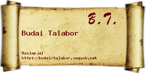 Budai Talabor névjegykártya